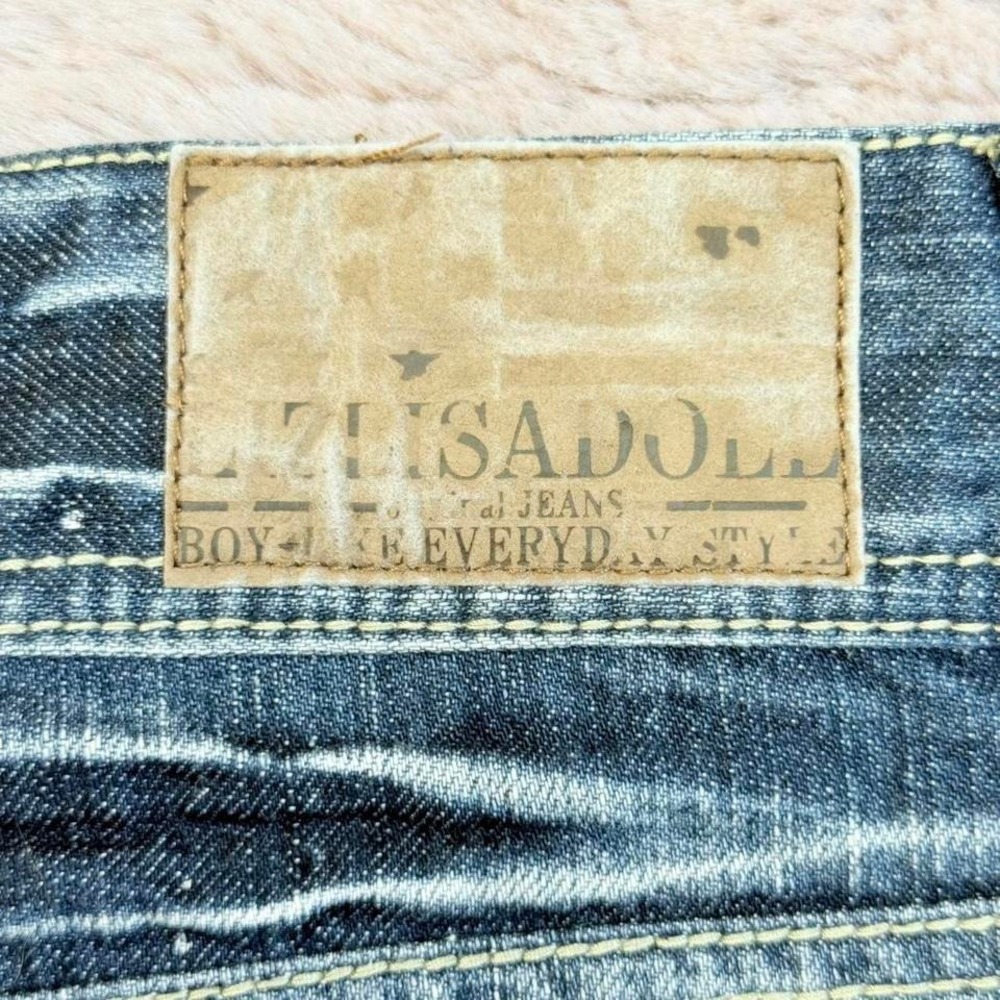 Liz Lisa Doll Denim Mini Skirt Y2K Low Rise Star Stud Distressed Womens S - Picture 7 of 8